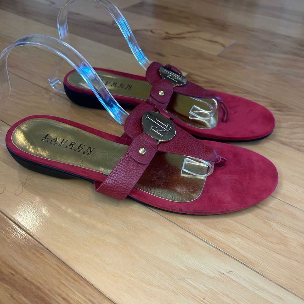 Ralph Lauren Kalana Red Thong Women’s Sandals - Picture 2 of 13
